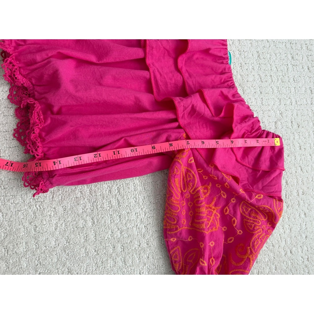 Urban Spirit Rulys Magenta Pink Off The Shoulder Embroidered Tassel Crop Top - Picture 9 of 9